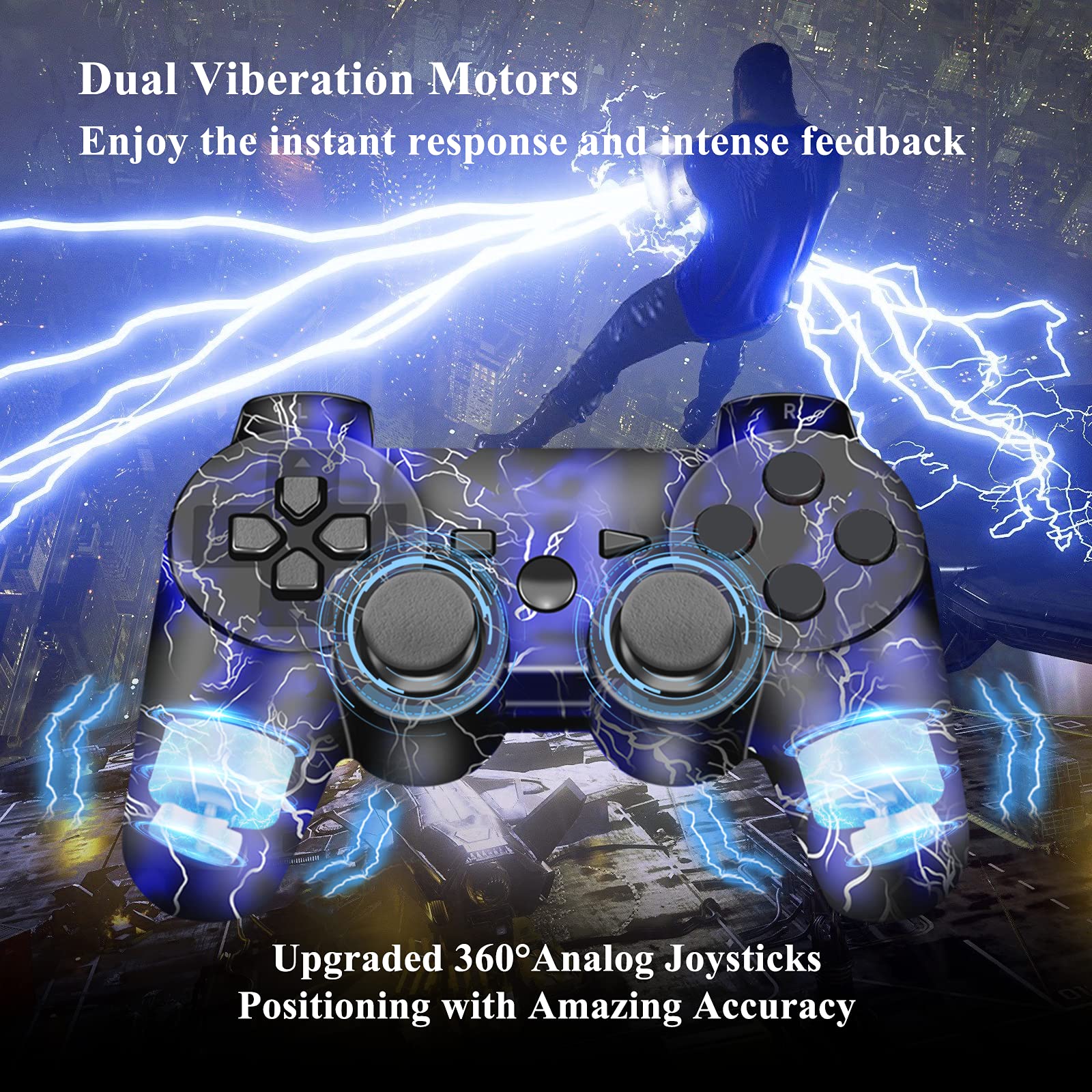 Joystick Play3, Wireless Controller for Pa3, Controller di Gioco Wireless per Play3, Controller Bluetooth per Pa3 con Doppio Motore e sensore a 6 assi
