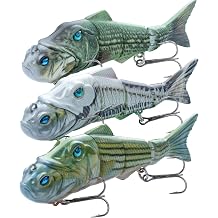 Handing Swimbaits for Bass Pike Walleye, 3 Pieces Lifelike Multi-Jointed Fishing Lures with Mustad Hooks, Fishing Bait for Freshwater and Saltwater
