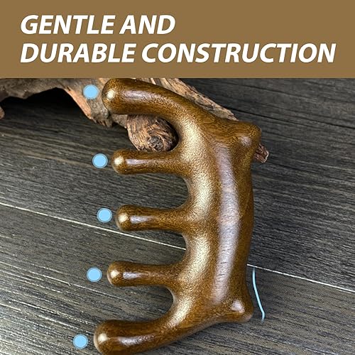 Miniatura 5 de Peine masajeador de cuero cabelludo de madera, estimulador de troncos naturales para el crecimiento del cabello y acupresión, cepillo Gua Sha,