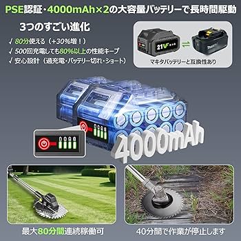 充電式草刈り機 2025年新登場 刈刃径255mm 高さ5段調節 コードレス Amazon.co.jp: 充電式草刈り機【2025年新登場・刈刃径255mm・高
