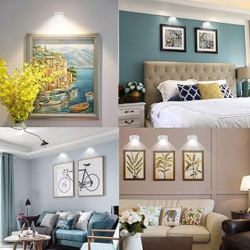 AMFUN Wireless Picture Lighting, Wall Light Indoor With Timer Remote Control, LED Wall Lamp With 3 Colour Temperatures, Wall Light For Painting, Photo, Portrait, Black