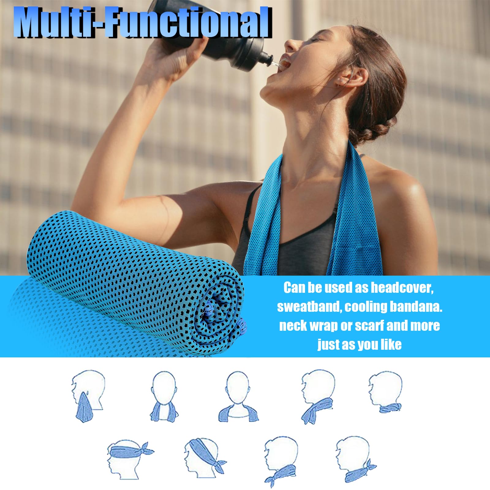 Asciugamano da ghiaccio 30 x 100cm, asciugamano golf, cooling towel, Asciugamano Raffreddamento per Yoga Palestra