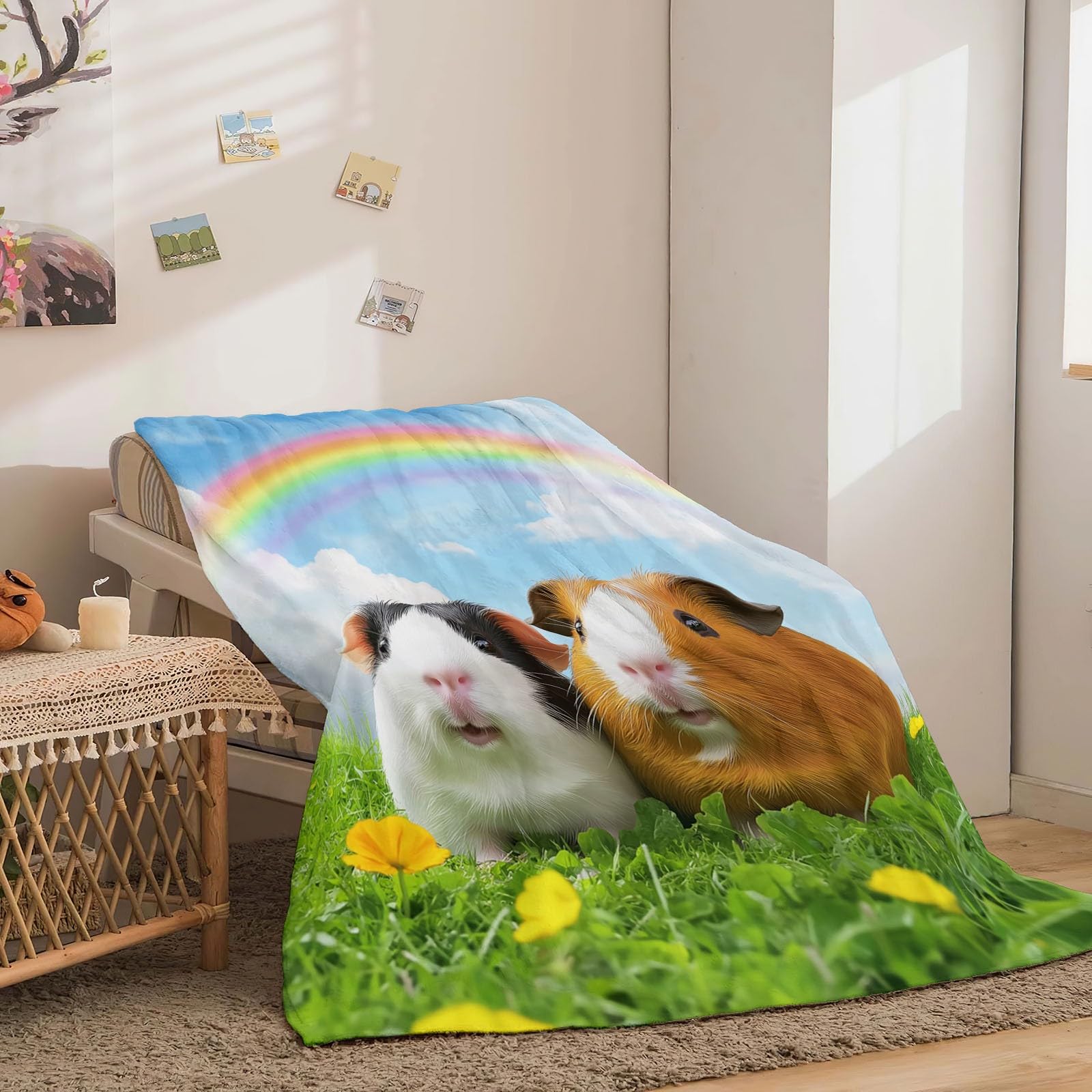 Animales Lindos Cielo Manta Ligera súper Suave y acogedora para la Cama Vistoso Mantas mullidas para sofá Cama sofá y Viajes 200 x 200 cm Manta cálida de Lujo para niños y Adultos
