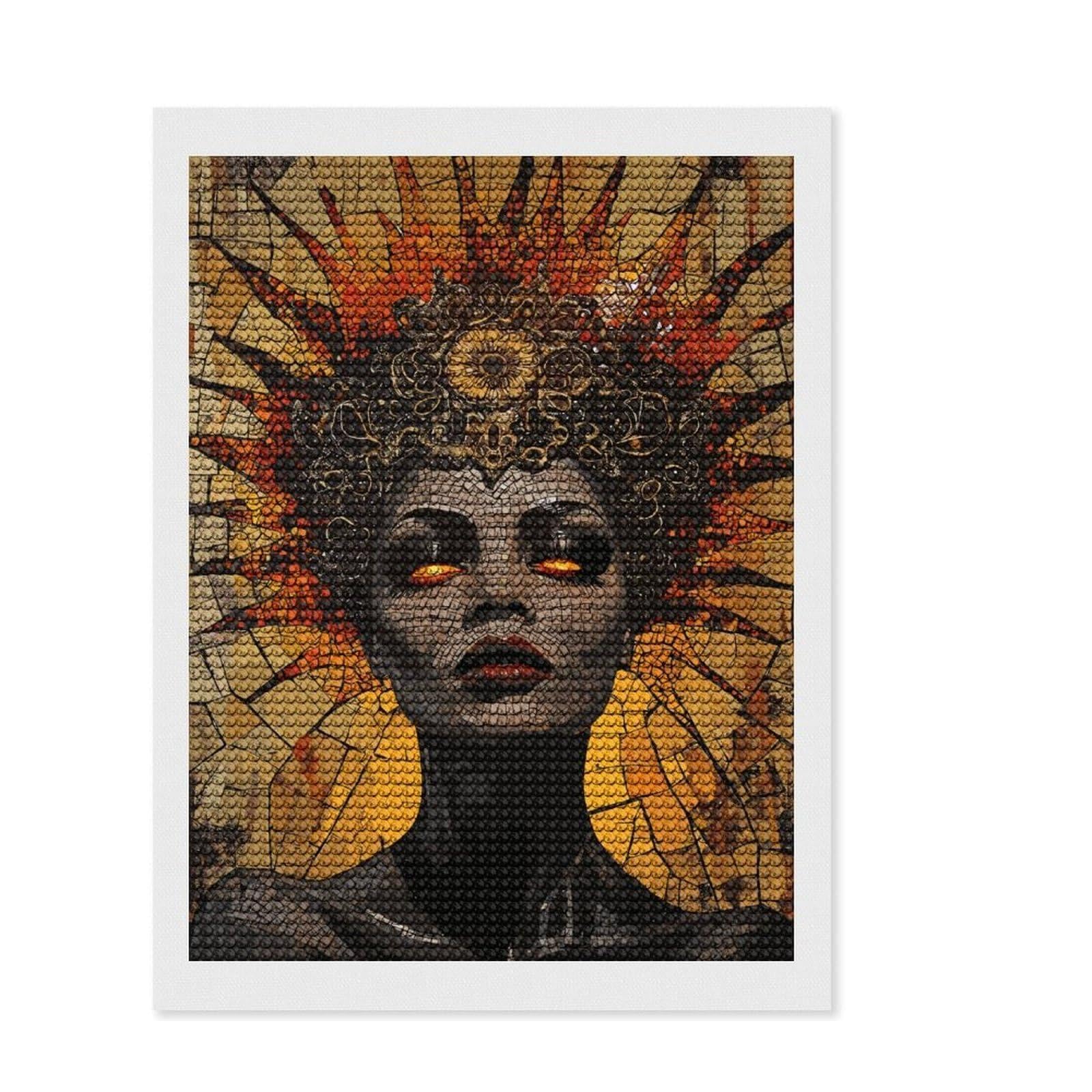 Junmoney Queen of Fire Mosaic Diamond Painting Set 12"x16", Enjoyable At-Home Hobby, Relaxing DIY Hobby, Modern Decor, Gift Idea, Easy to Enjoy
