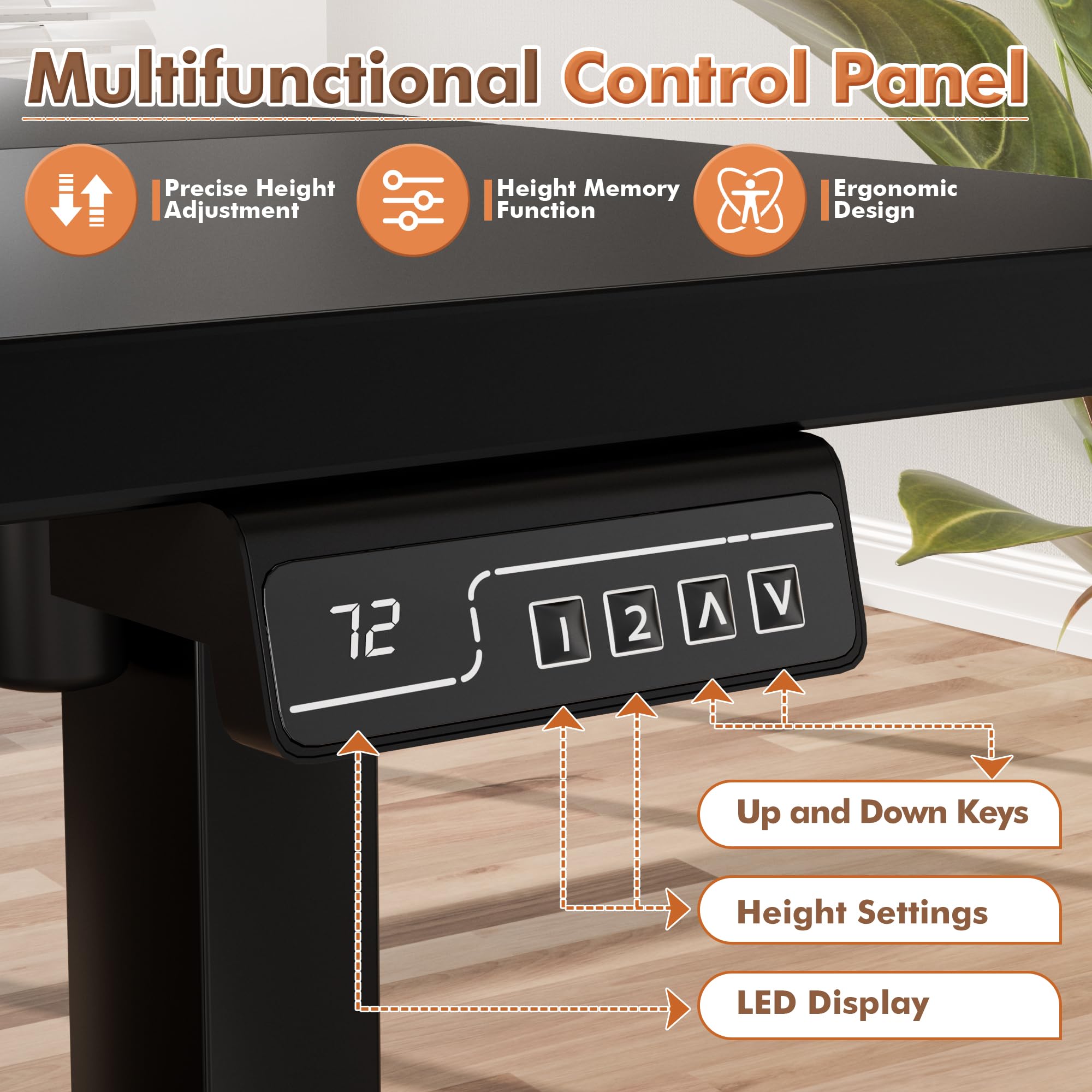 JUMMICO Electric Standing Desk Adjustable Height Desk 47 x 24 Inch with Monitor Stand Home Office Computer Desk — view 5