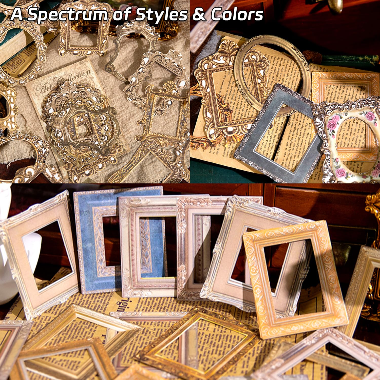 60 Cornici Vintage Per Scrapbooking: Carte Decorative Stile Francese Per Diario Fai Da Te