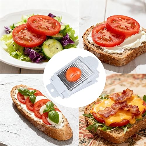 Miniatura 5 de Cortador de tomate, cortador de tomate de acero inoxidable, herramienta dedicada para rebanar tomate portátil y fácil trabajo para ensalada de