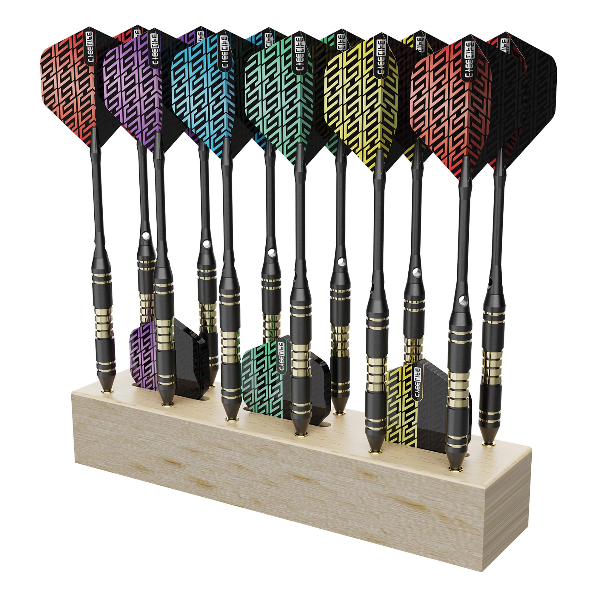 CyeeLife Darthalter,12 Aufnahmen für Darts,3 Aufnahmen für Dart Flights,DartStänder Geeignet für Steeldart & Softdarts,Dart Zubehör (Holzfarbe)