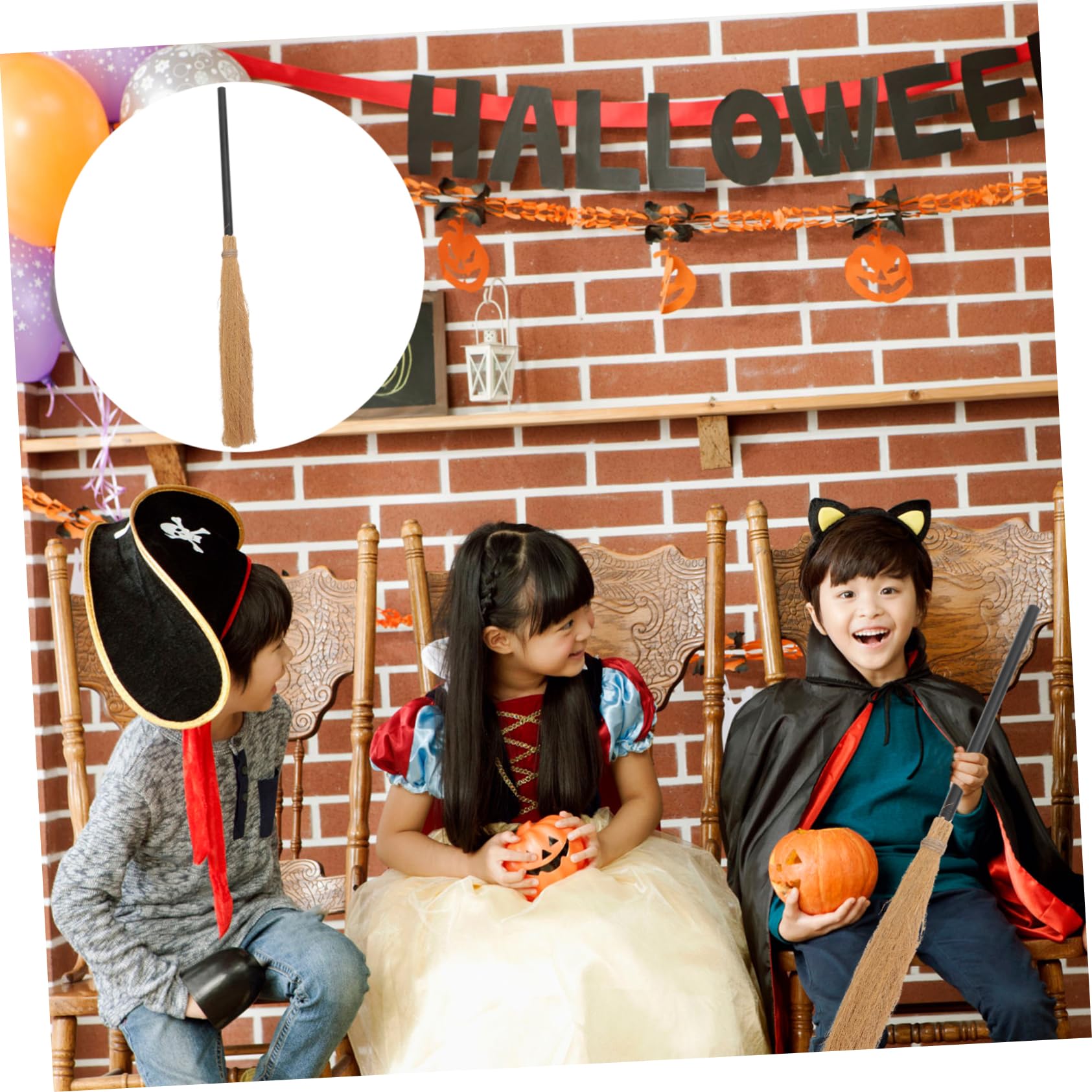 Didiseaon Witch Broom Halloween Decorative Broom Halloween Broomstick Plastic Broom Props Witch Cosplay Costume Haunted House Prop Toy Witches Broomstick Kids Dress Child Plastic Mini Straw