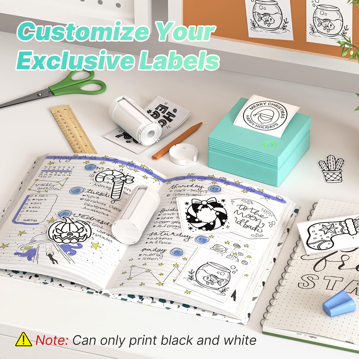 Genuine Self-Adhesive Thermal Printer Stickers, 54mmx3.2m Sticker Paper, Compatible with PM290 Mini Sticker Printer, Thermal Sticker Paper for Journal, Study, Photos, 3 Rolls, White - Image 6