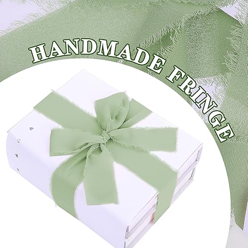 Miniatura 2 de cobee Cintas de gasa, 3 rollos de 1.5 pulgadas x 5.5 yardas, hechas a mano, con flecos, de seda, bordes deshilachados, cinta bohemia para envolver