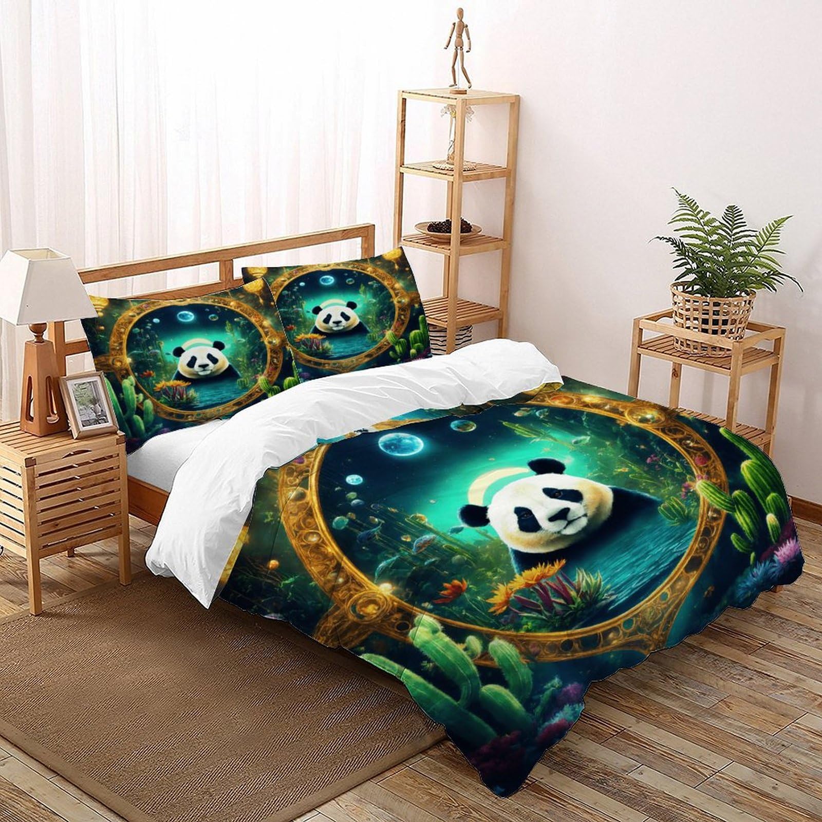 Parure de lit linge de lit microfibre panda pour chambre enfant et adulte theme animalier