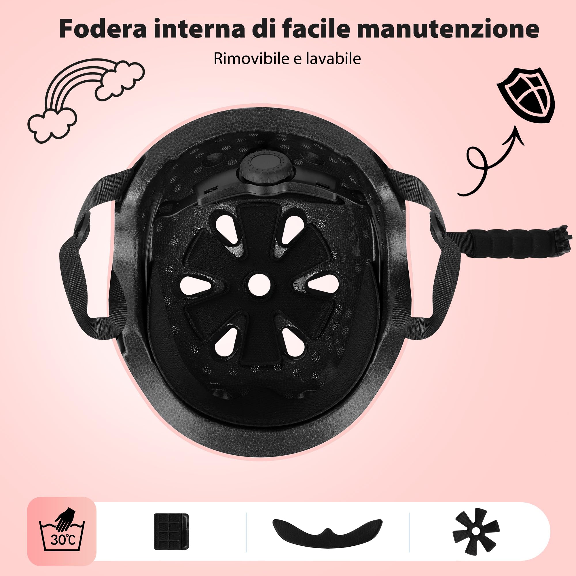 Set di protezioni bambini, ginocchiere, gomitiere e polsini, attrezzatura protettiva per scooter, pattini in linea, skateboard e bicicletta, traspirante, leggero, S (2-6 anni), M (6-14 anni)
