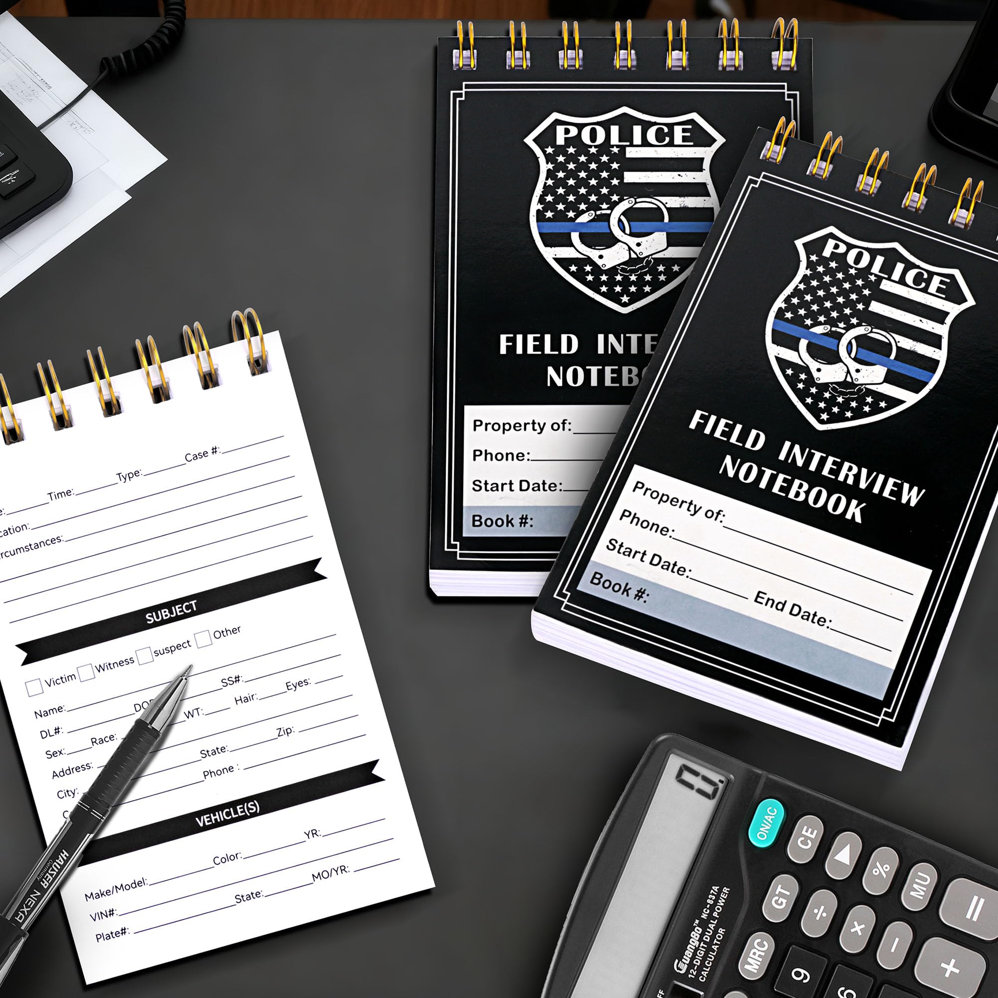 Quaderno per interviste sul campo di polizia, blocco note per incidenti e segnalazioni di incidenti, blocco note per rapporti sugli incidenti delle forze dell'ordine, quaderno per ufficiali EDC con