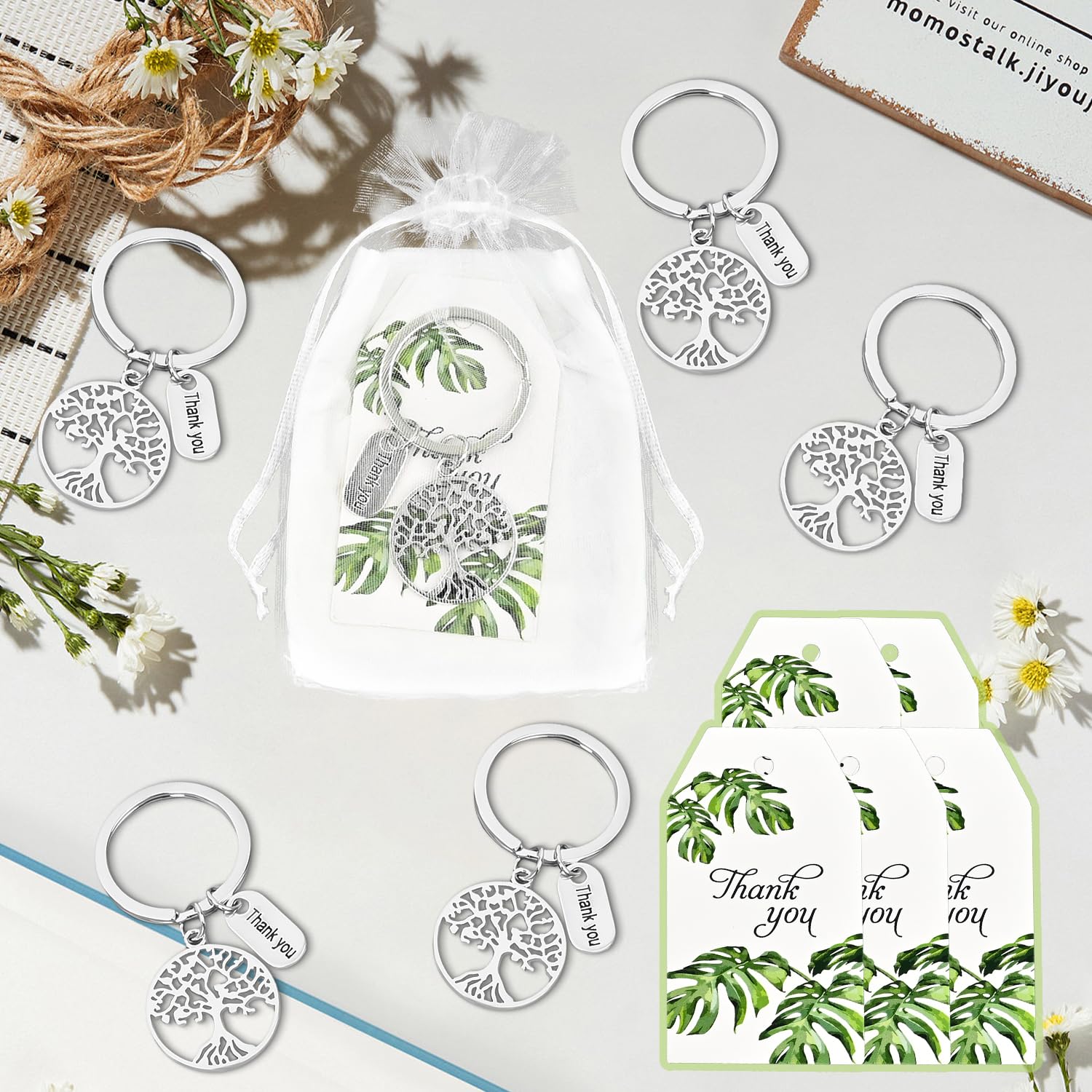 Set de 16 Regalos para Profesores – Llavero Árbol de la Vida con Tarjeta de Agradecimiento para Educación Infantil, Primaria, Secundaria, Jubilación o Despedida