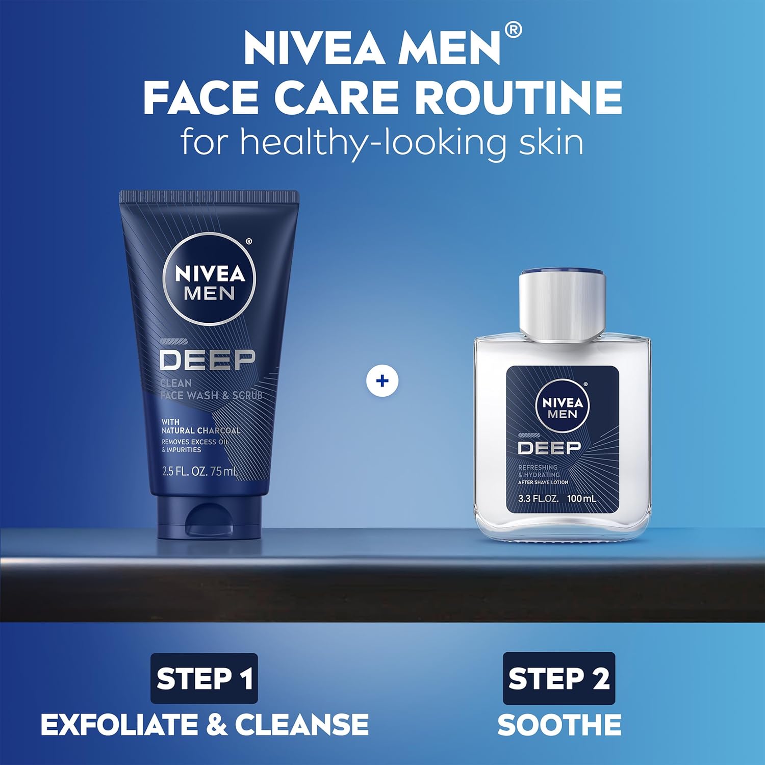 NIVEA MEN Deep Clean Face Wash and Scrub with Natural Charcoal, Exfoliating Face Wash for Men Removes Excess Oil, Dirt and Impurities, Beard Friendly Skin Care, 2.5 Fl Oz Tube, Pack of 3 - Image 9