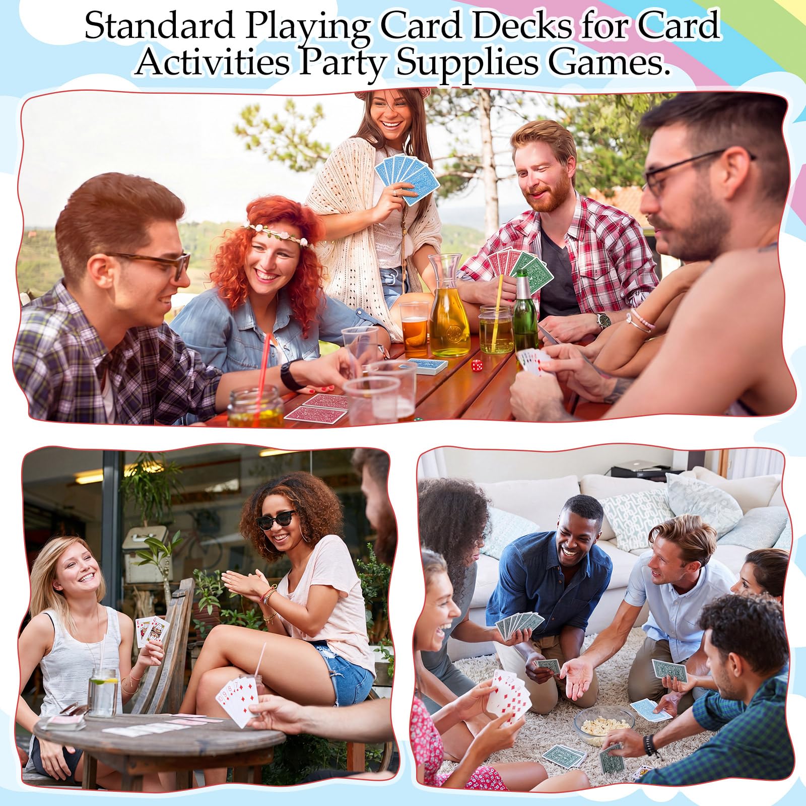 Zubebe Confezione da 24 carte da gioco jumbo, dimensioni standard, in plastica, mazzi da poker per anziani, adulti e bambini, carte da gioco impermeabili per campeggio, serate di gioco in famiglia