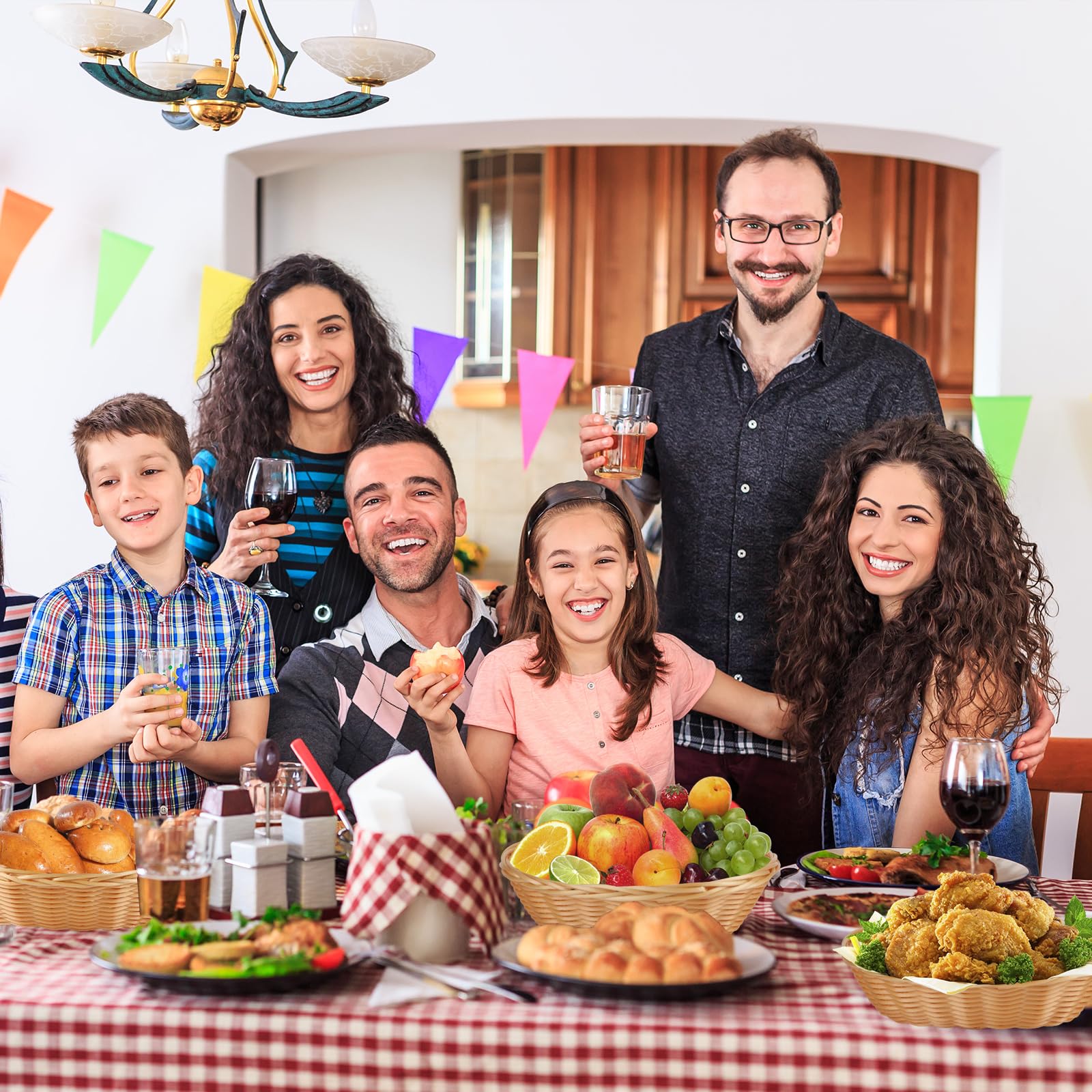 Confezione da 24 cestini ovali in plastica, piccoli cestini per frutta e pane per la conservazione degli alimenti, contenitori vuoti per regali di Pasqua, cestini da portata per casa, cucina