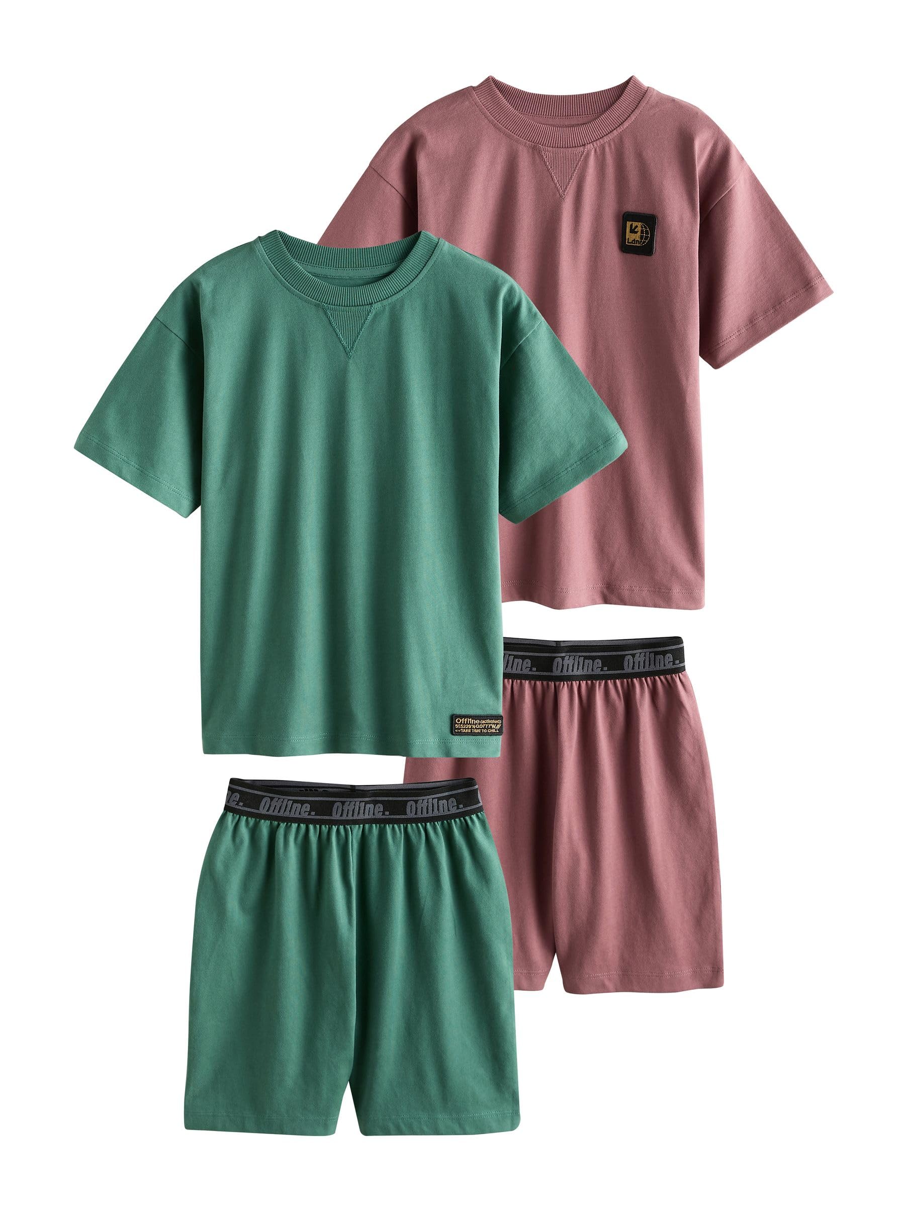 NEXT Ragazzo Confezione da 2 Pigiami Corti | Bambino, Standard, Mid Rise, Pull On, 100% cotone