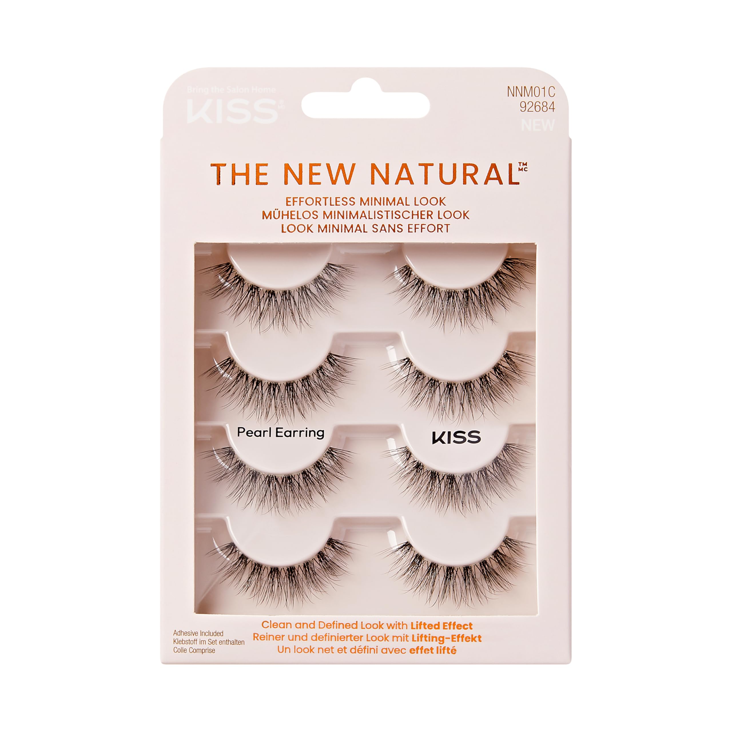 KISS The New Natural False Eyelashes Full Strip Lash Multipack 01, 4 Pairs