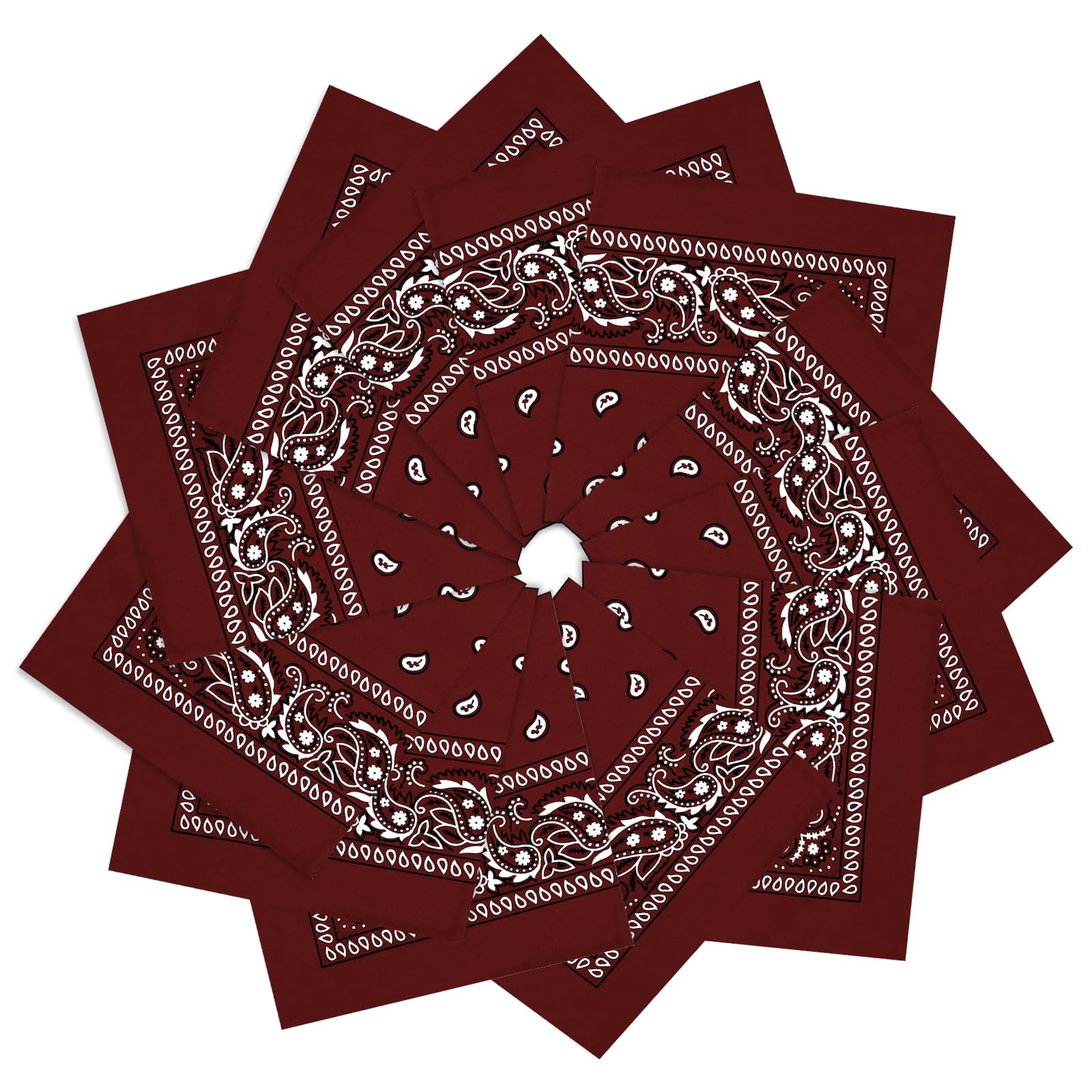 12 Pack Bandanas Unisex Paisley Cowboy Bandanas Bulk Multi Purpose Headband Scarf for Men Women Costume