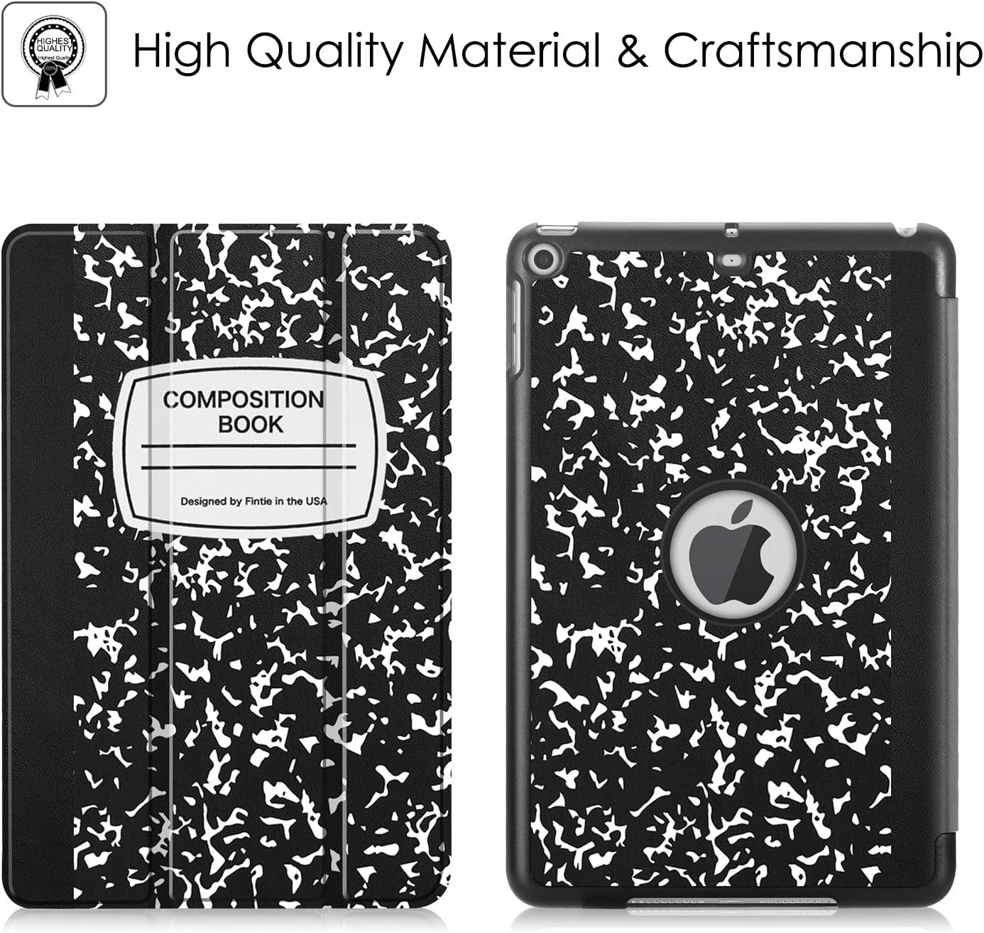 Fintie SlimShell Case for iPad Mini 5 2019 - Lightweight Smart Stand Protective Cover with Auto Sleep/Wake for iPad Mini 5th Generation 7.9" Model, Composition Book Black