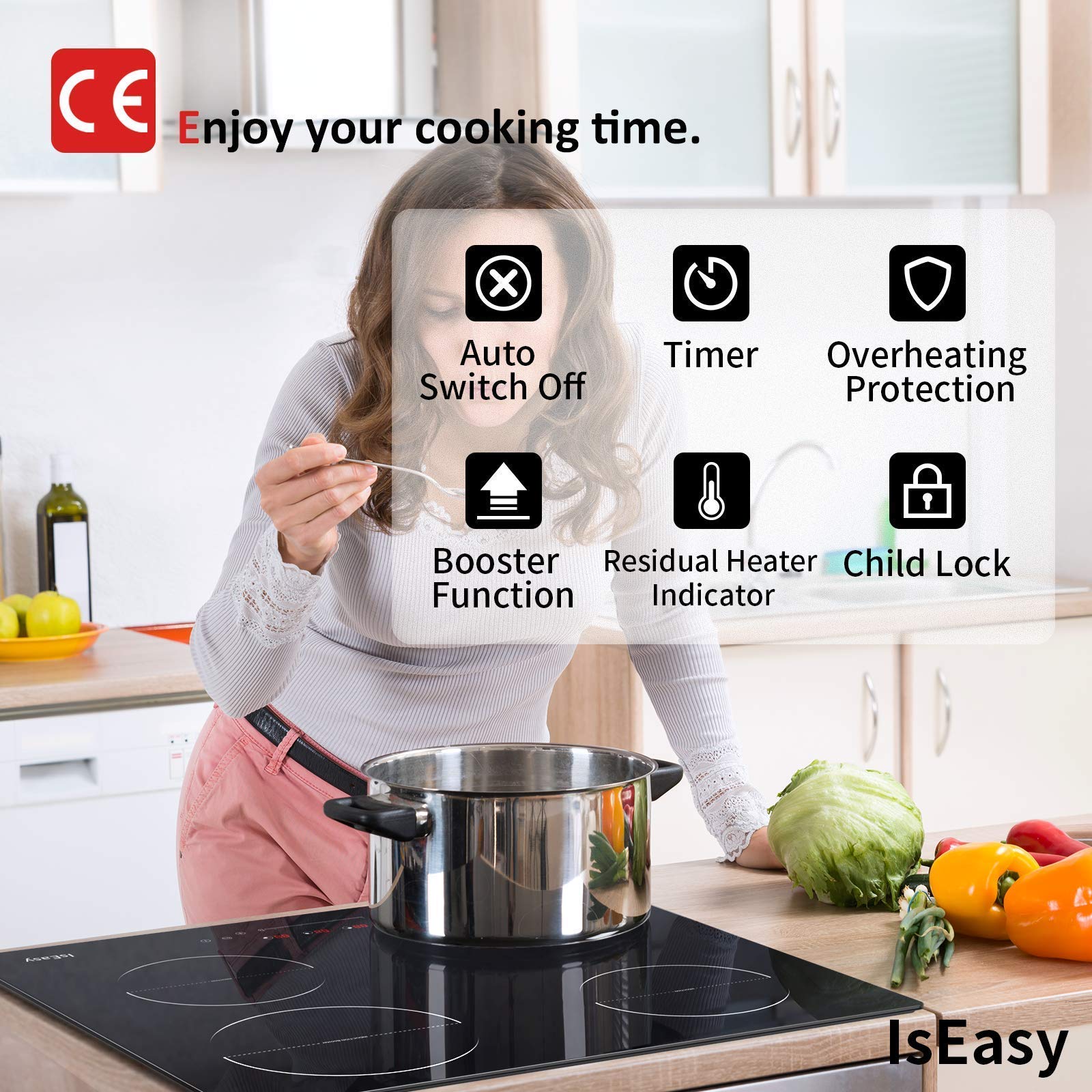 Buy Induction Cooktop 4 Burner Electric Cooktop,6800W Builtin