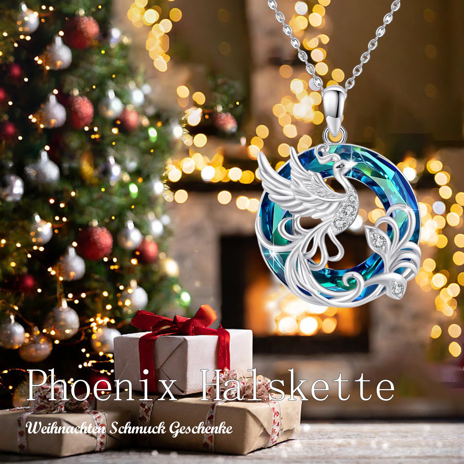 ABIGY Collana Fenice da Donna, Pendente Fenice con Cristalli Austria Argento Sterling 925 Nirvana Phoenix Gioielli Regali per Natale Compleanno