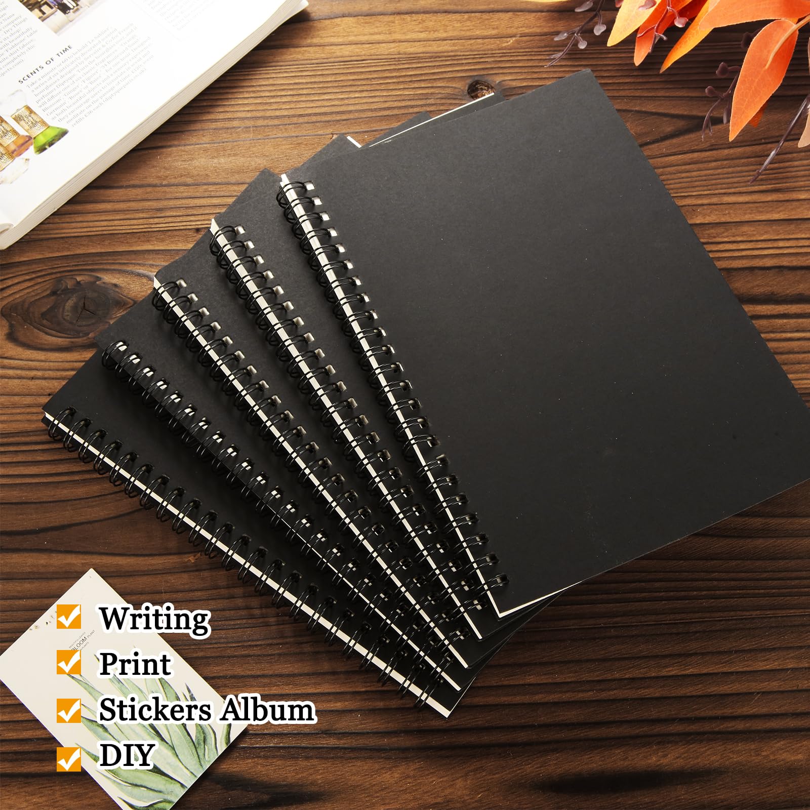 MIVIDE Paquete de 24 cuadernos de espiral A5 negro, 8.2 x 5.7 pulgadas, 60 páginas, tapa dura, cuaderno de papel de escritura a granel para escuela, negocios, suministros de oficina