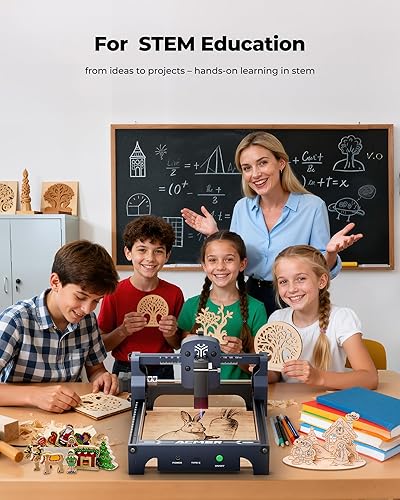 Miniatura 2 de ACMER Grabador láser S1, máquina grabadora láser de 6000 mW, cortador de madera de mayor precisión y máquina de grabado con área de trabajo