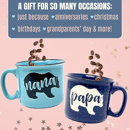 Miniatura 7 de Nana Bear Cute Coffee Mug for Grandma, Grandmother - Grandma Gifts, Mother's Day, Christmas, Birthday (Nana Bear Teal and Papa Bear Navy Blue Gift