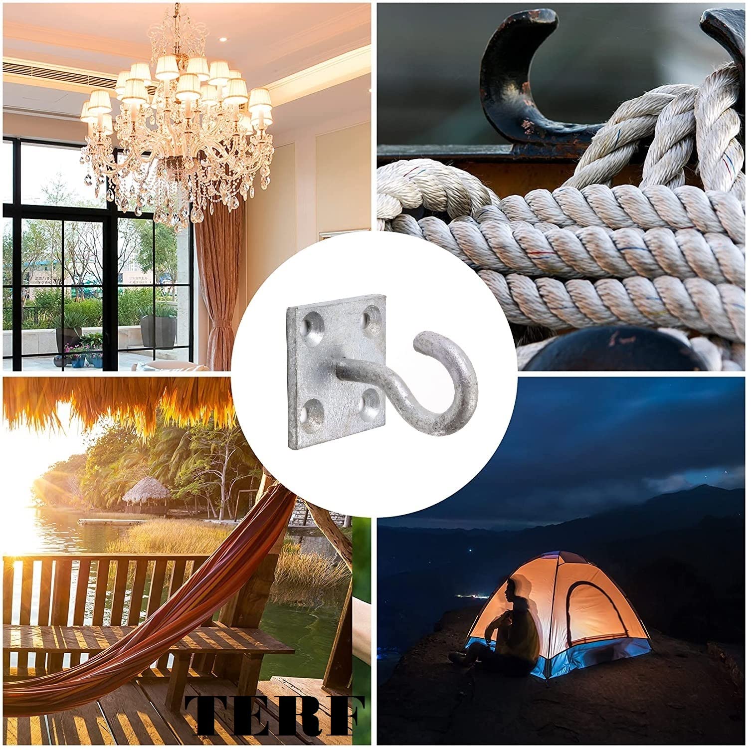 TERF® Gancio Zincato Resistente Su Piastra Da 50 Mm (2 Pollici) Piastra - Foto 7