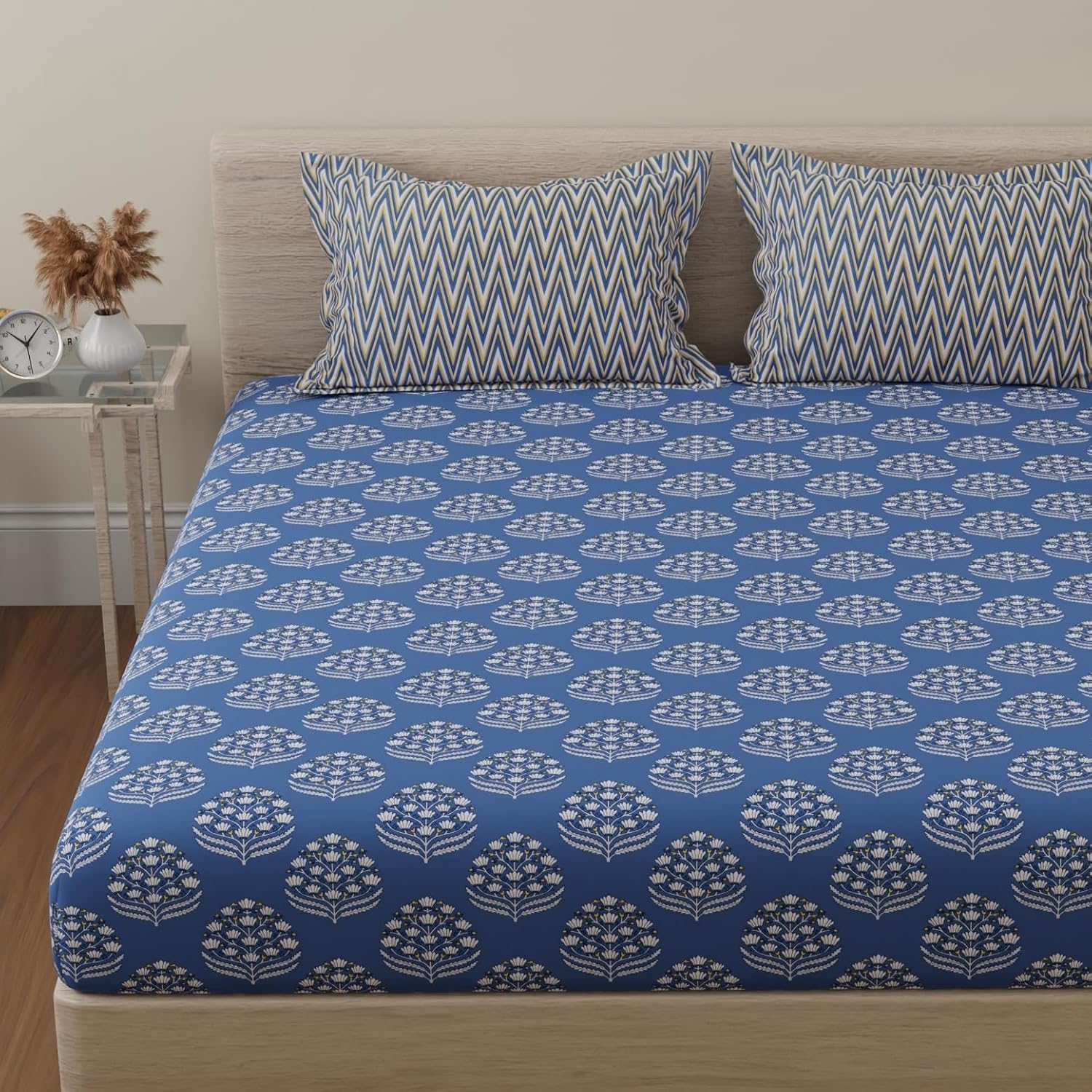 Huesland Cotton Fitted Sheet - Single Bed, Paisley Design -31