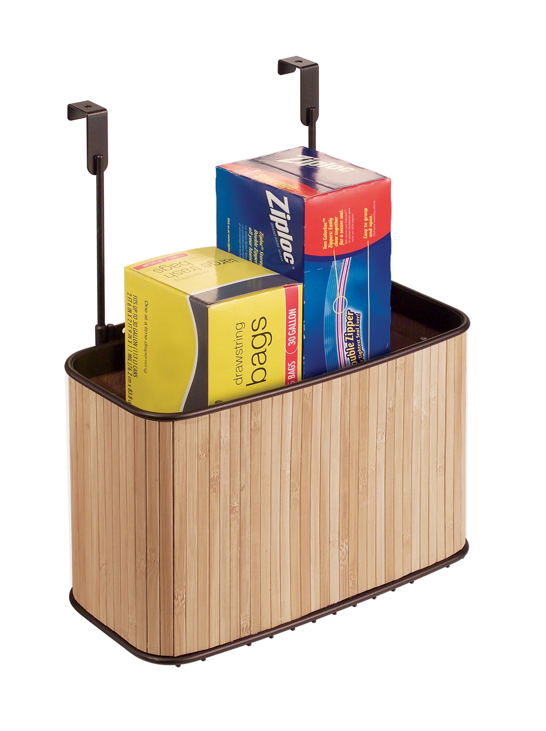 interDesign Formbu Over The Cabinet X7 Basket, Bamboo/Bronze