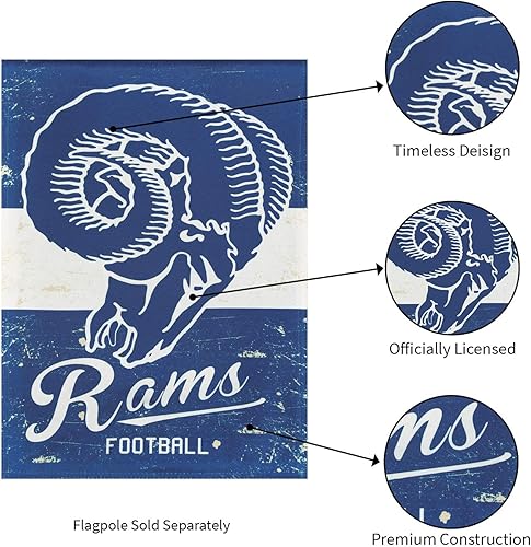 Miniatura 7 de Team Sports America Los Angeles Rams NFL - Bandera vintage de lino para casa, 28 pulgadas de ancho x 44 pulgadas de alto, para interiores y