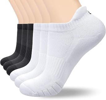 coskefy الرياضة الكاحل الجوارب وسادة سميكة القطن قطع منخفضة تشغيل الجوارب الرياضية للرجال النساء 6 أزواج