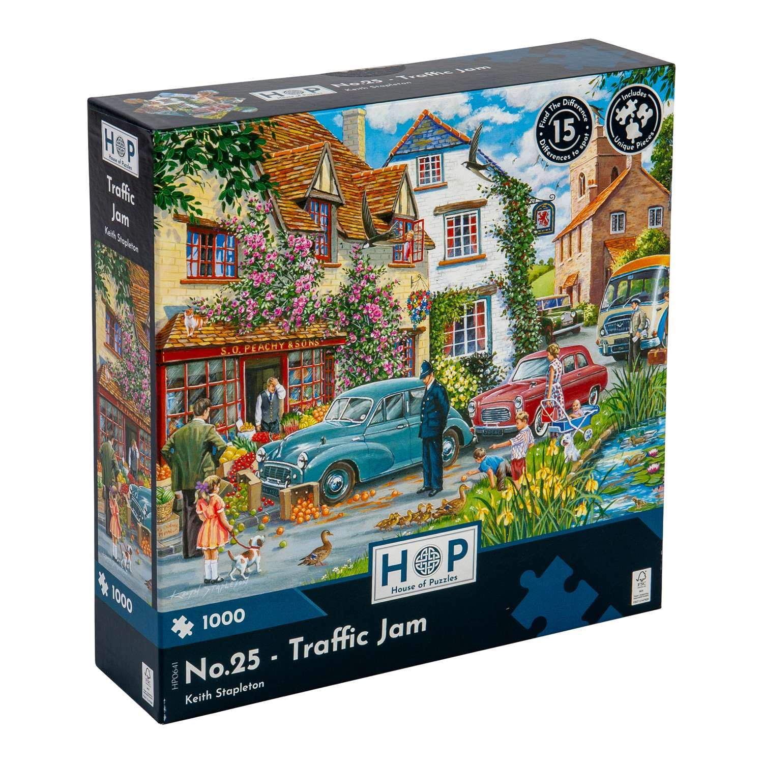 The House of Puzzles - No.25 - Traffic Jam Jigsaw - 1000 Piece Jigsaws For Adults, Artist Illustrated, Scenic Landscape, Deluxe Puzzle Gifts