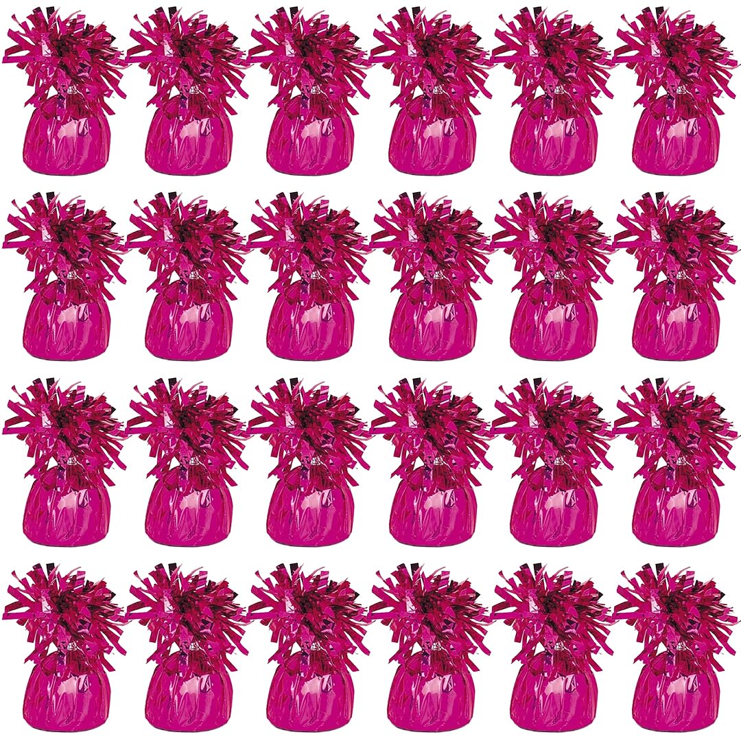 PARTYRAMA.CO.UK Magenta Hot Pink Foil Helium Balloon Weights 175gr - Pack of 24 - Durable & Colourful Weights for Birthdays Parties, Events & Celebrations - Perfect Balloon Weight Holders — image 1