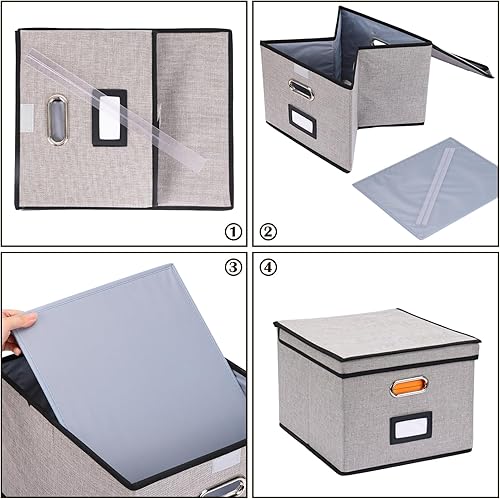 Miniatura 4 de EOOUT Caja de archivos colgante, paquete de 4, organizador de archivos, caja de archivos para tamaño carta, almacenamiento de carpetas plegable,