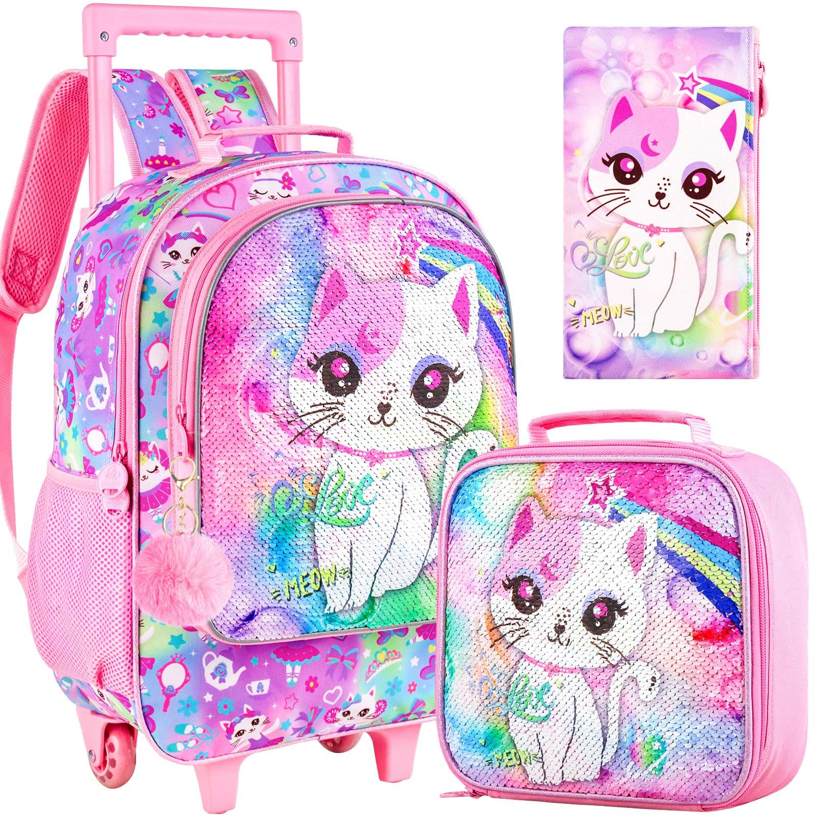 3pcs Rolling Backpack For Girls And Boys Kids Unicorn Dinosaur