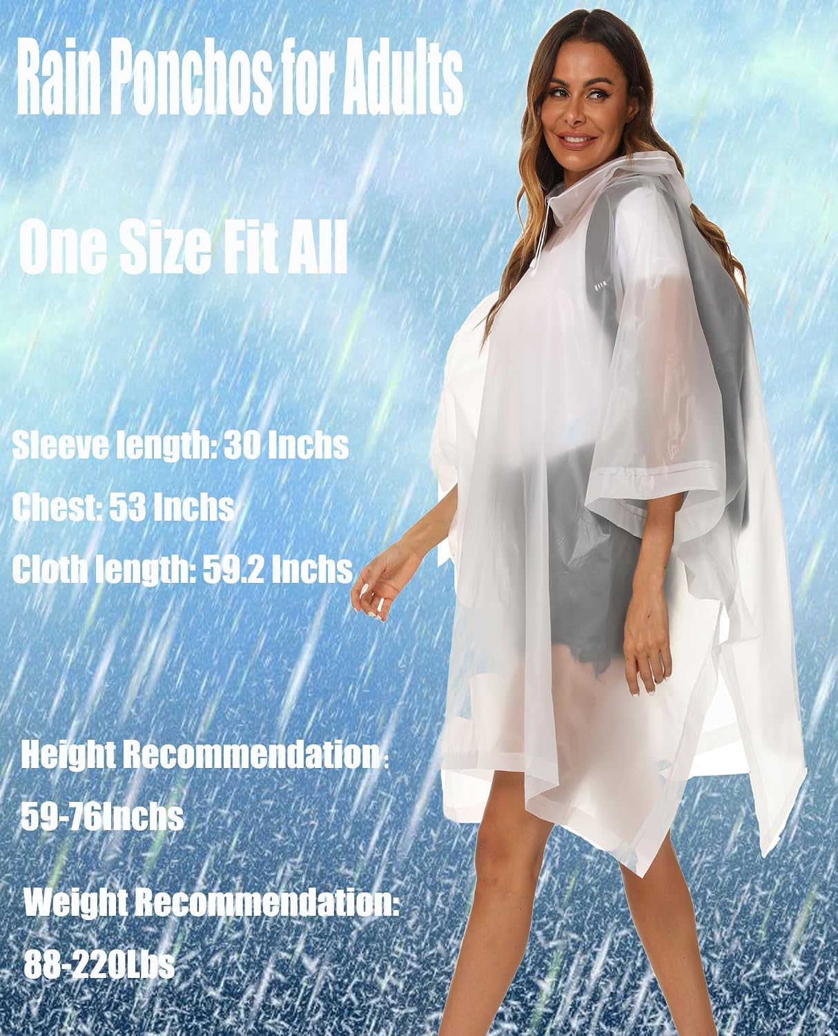 2-Pack Reusable Rain Ponchos for Adults, HOOMBOOM Raincoats Emergency Survival for Women/Men Hood and Drawstring