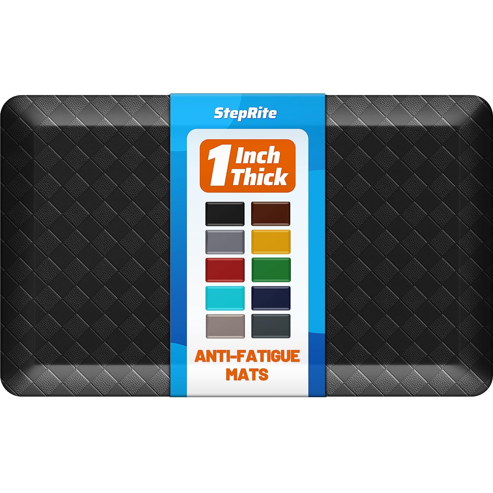 StepRite 1” Thick Kitchen Mats for Floor, Anti Fatigue Kitchen Rugs, Non-Slip,Heavy Duty Waterproof Kitchen Rug, Standing Desk Mat?Xmas Decor?Gifts for Friends, Family, Home, Kitchen, Office, (Black)