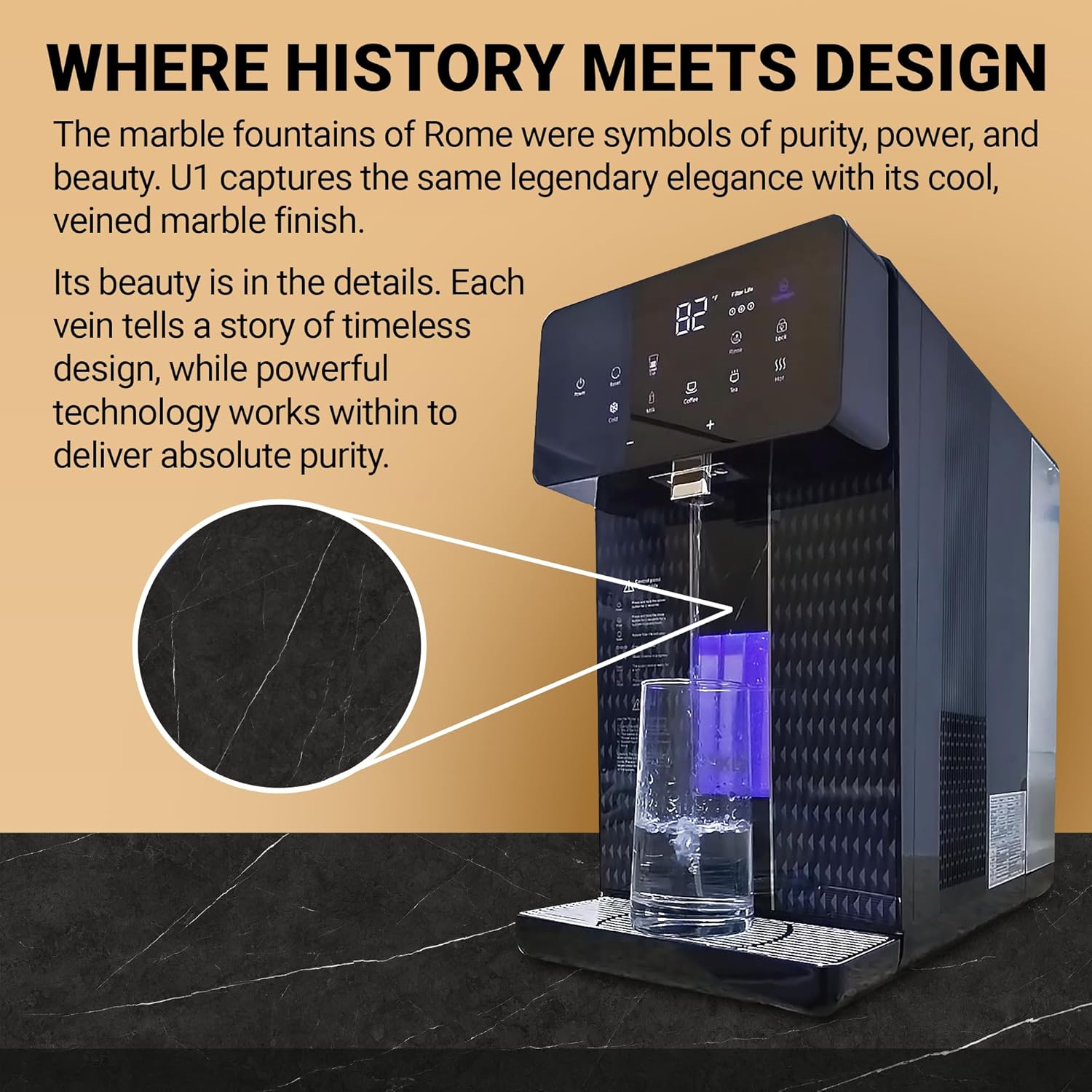 RKIN U1-W App-Enabled 4-in-1 Hot & Cold Countertop Reverse Osmosis Water Filter System – 5-Stage RO + Alkaline Re-Mineralization + Hydrogen-Enriched Water Dispenser with TDS & Counter RO Filtration