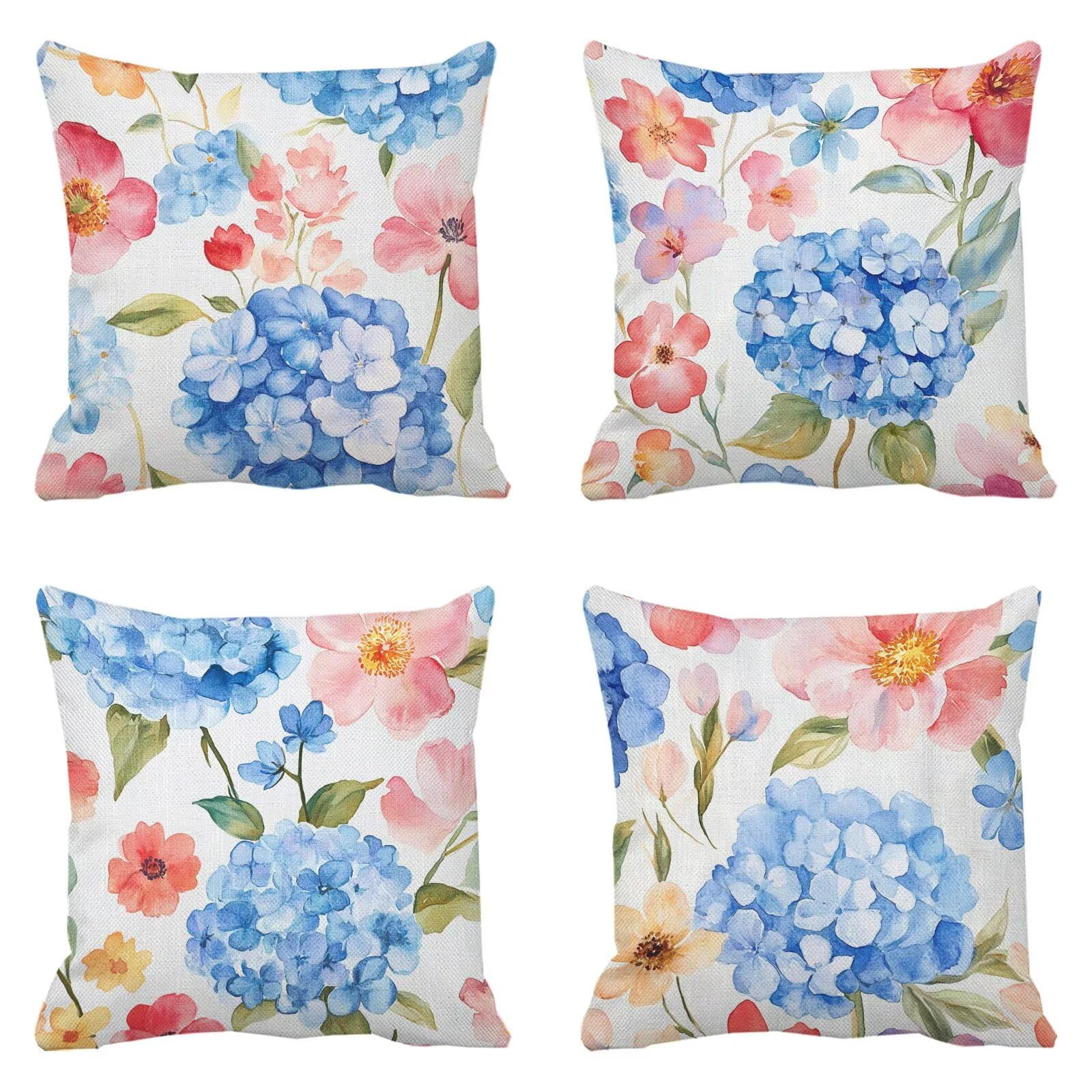 Taie oreiller 70x70 lin textile été imperméable bleu rose pour maison