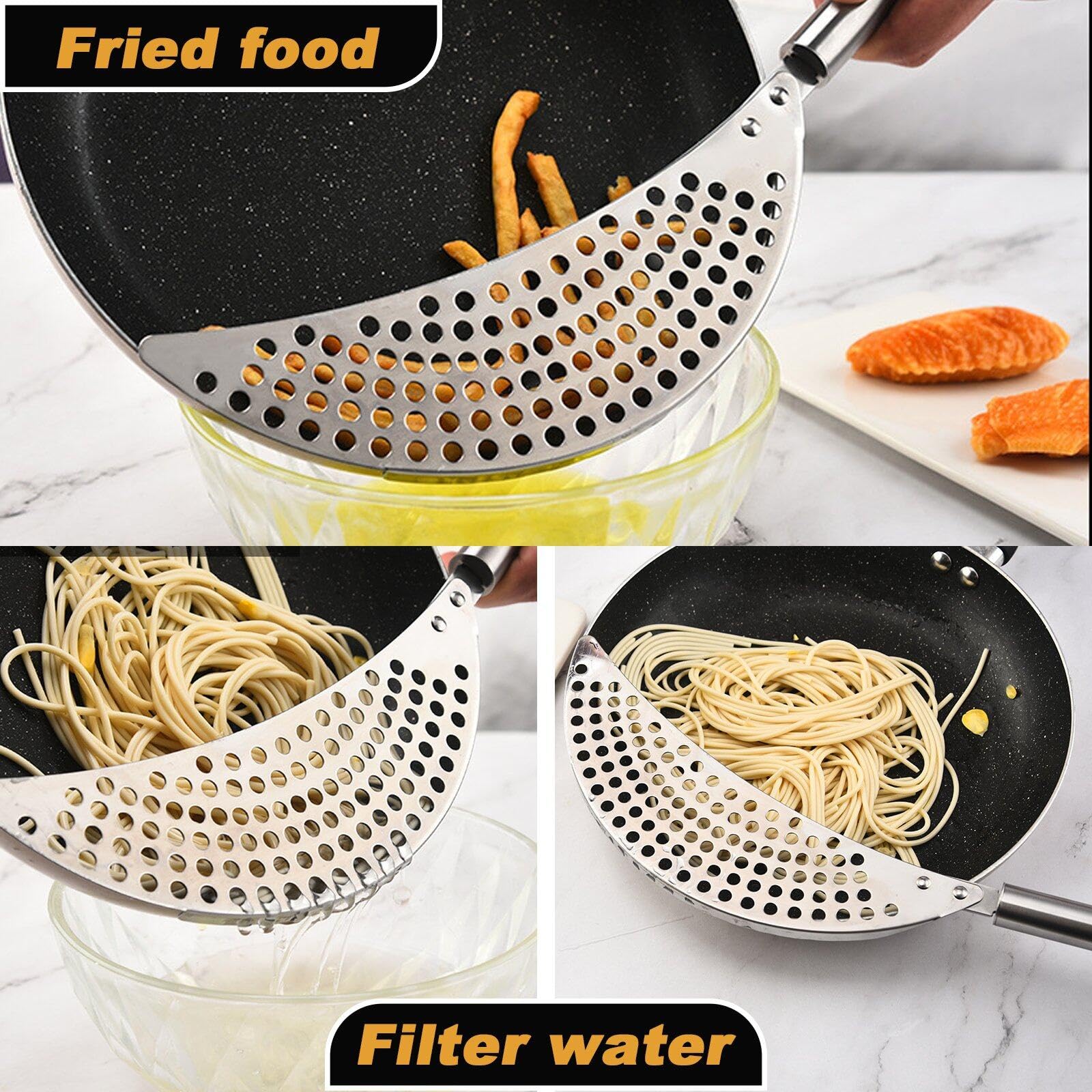 Passoire Égouttoir Pour Casserole Passoire En Acier Inoxydable Poêle Filtre En Poêle Égouttoir Pour Casserole Pour Tous Les Pots Et Bols Pour La Cuisine 2pcs