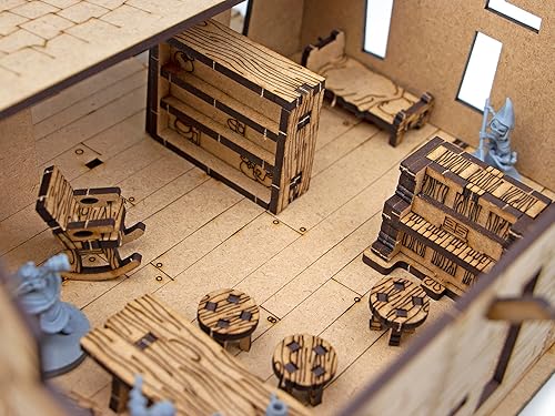 Miniatura 6 de TowerRex Bar Tavern Furniture Set D&D Terrain Tapete de batalla de mesa  Accesorios DND, muebles dispersos para Calabozos y Dragones, Pathfinder,