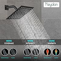 Vista 3 de Heyalan Juego de Cabezal de Ducha y Mango de 8 Pulgadas Juego de Grifo de Ducha Cuadrado Sistema de Ducha de Lluvia para Baño Cabezal de Ducha