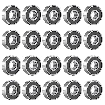 20Pcs 608-2RS Deep Groove Ball Bearings, ID 8mm x OD 22mm x Width 7mm, Double Rubber Sealed, 608 RS Pre-Lubricated Bearing, for Skateboard, Roller Skate, Electrical Instrument Equipment