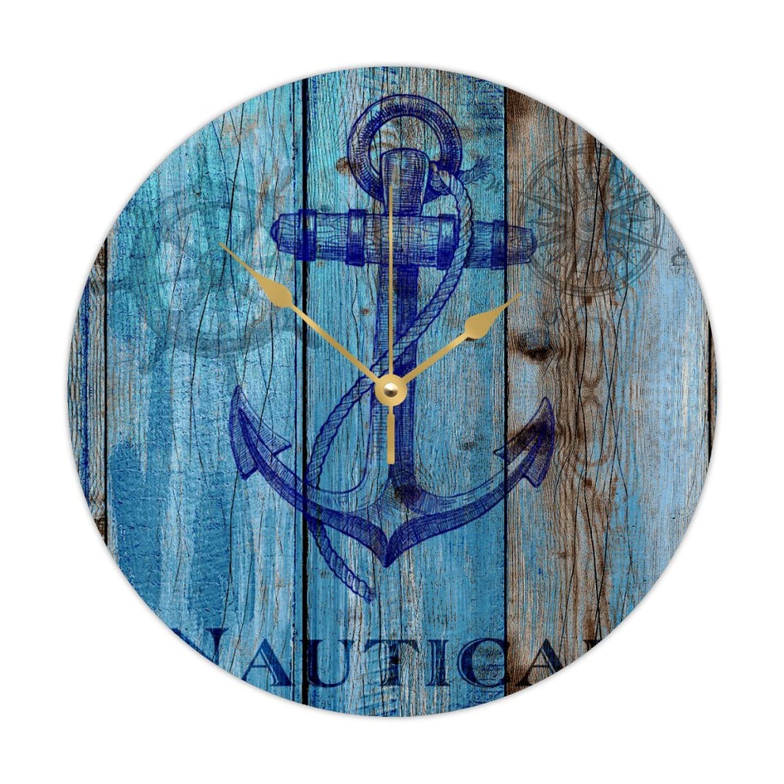 Horloge murale en bois de qualite superieure theme nautique pour la maison