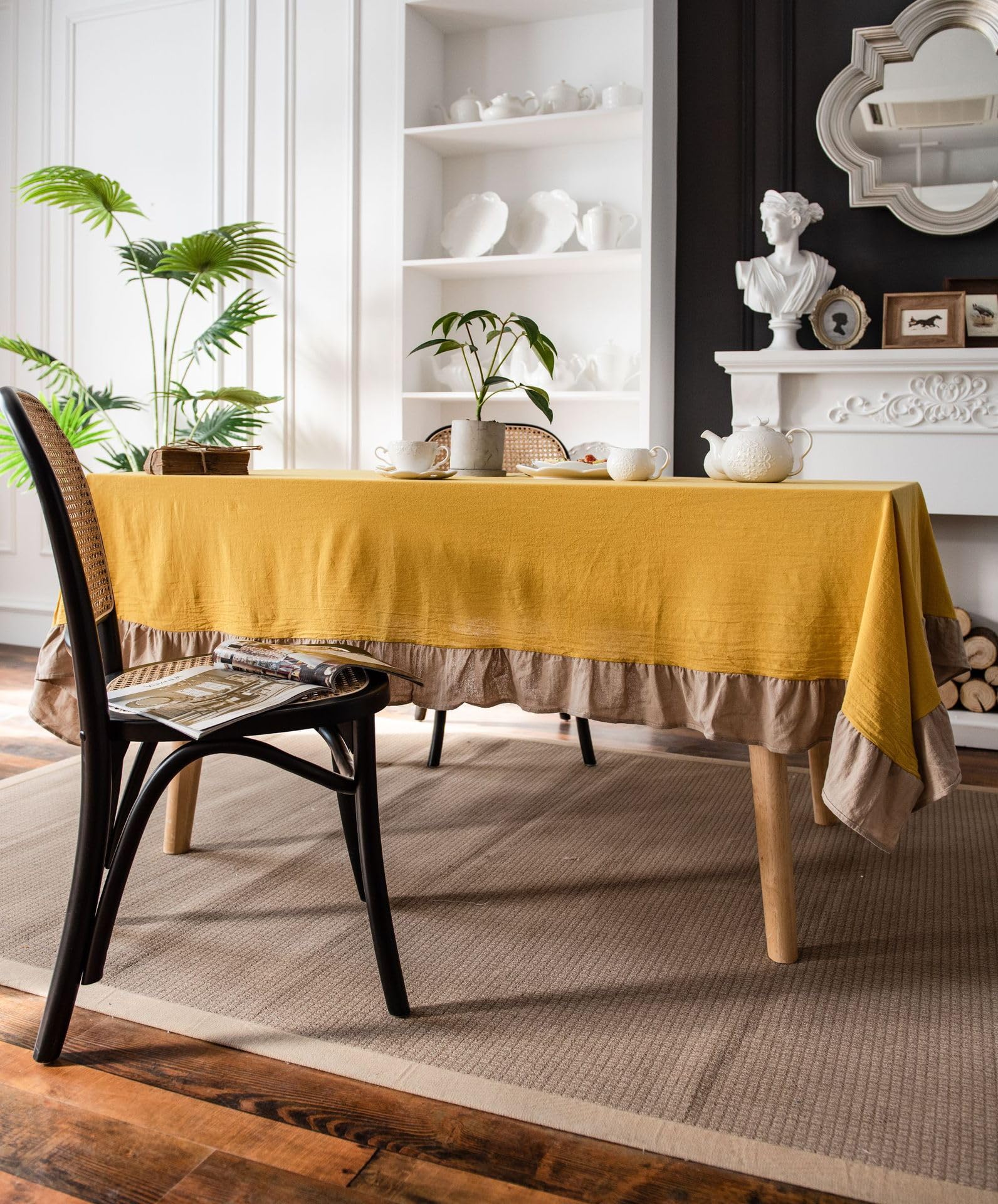 Glory Season Retro Farmhouse Ruffle Tablecloth Cotton Flounces Trm - View #4